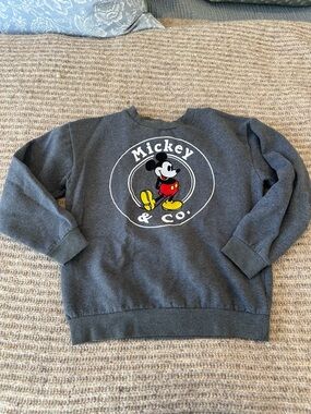 Disney Dark Gray Mickey & Co. Crewneck Sweatshirt with Classic Mickey Graphic